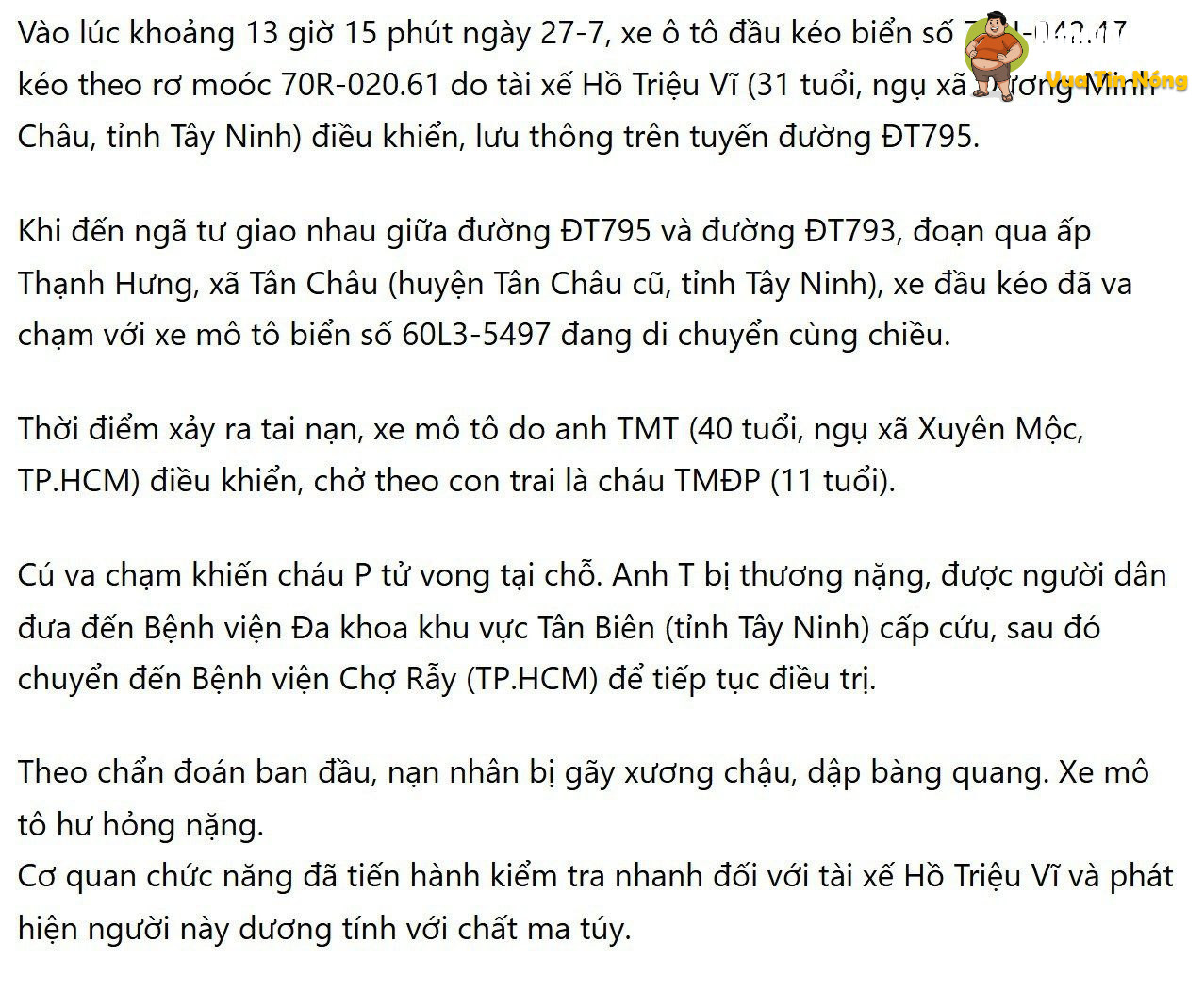 Tây Ninh: Tài xế dương tính mai thuý, t0^ng 4vong betrai 11tuổi
