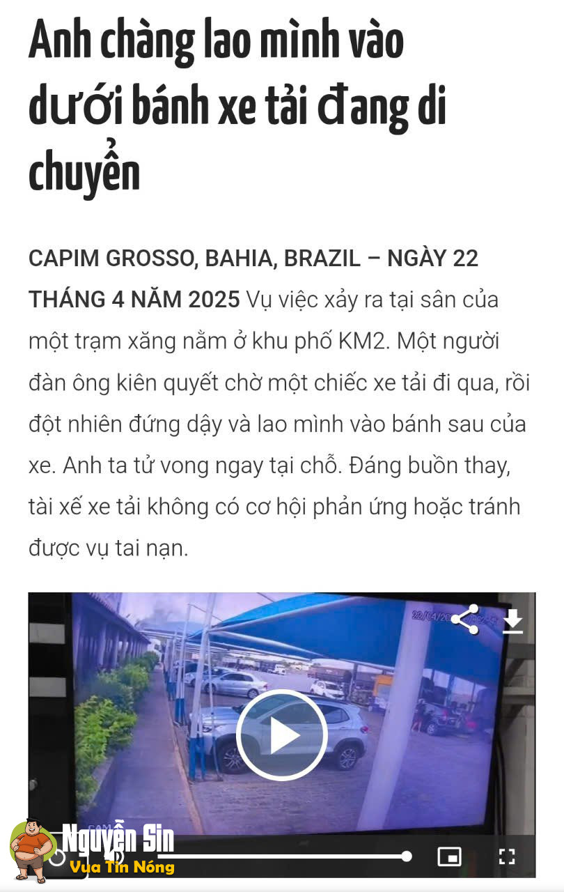 (Nước ngoài) Người đàn ông 44 dưới bánh xe tải rất bình thản