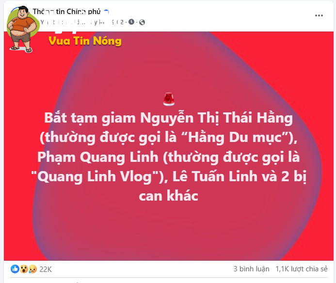 Chấm hết cho “ chị em rọt “ tikoker Hằng Du Mục và Quang Linh Vlog bị khởi tố