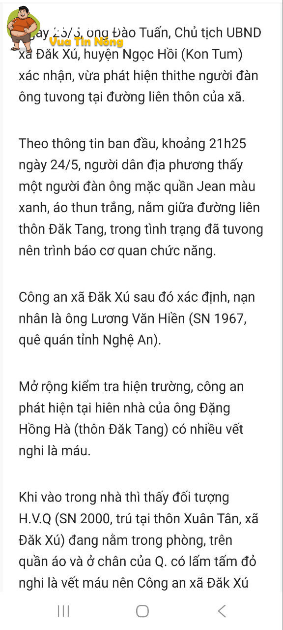 Kom Tum phát hiện thithe người đàn ông tvong không còn nguyenven