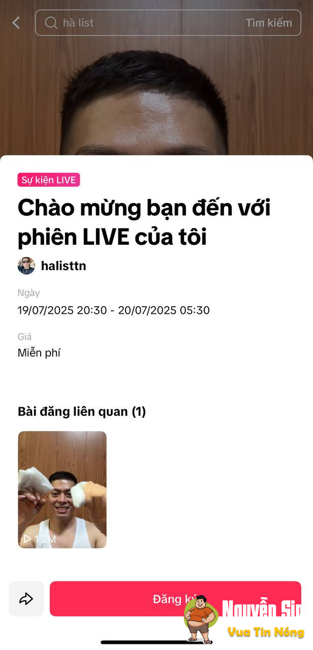 Nhớ đón xem livestream tối nay 19/7 của anh Hà List