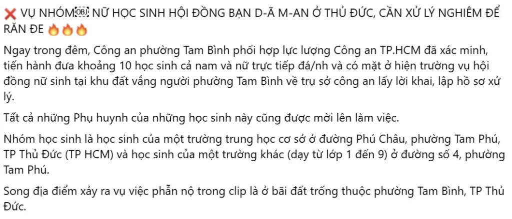 Cập nhật thêm: BLHĐ tại 1 trường THCS ở Thủ Đức