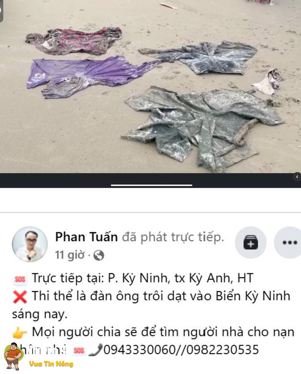 Kỳ Anh – Hà Tĩnh: phát hiện 1 xác chết trôi dạt vào bờ, đang phân hủy. Cân nhắc khi xem