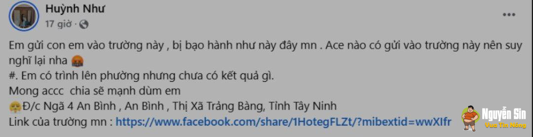 Ngã tư An Bình – Trảng Bàng – Tây Ninh: Xuất hiện bài viết tố cáo trường mầm non bạo hành