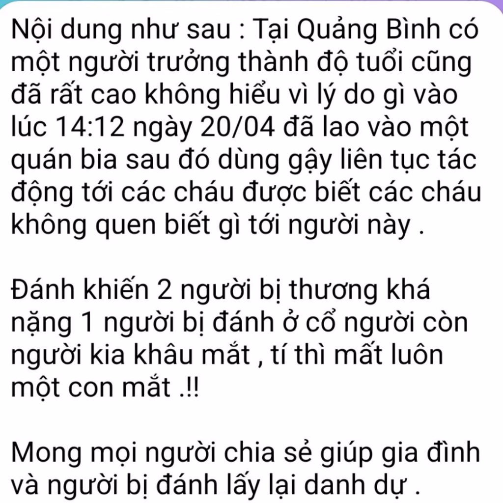 Quảng Bình: ông chú manh động phang các cháu trong quán bi-a, chưa rõ nguyên nhân là gì?