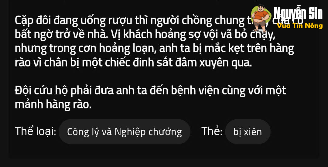 (Nước ngoài) đang uống rụ chill chill cùng ng yêu thì ck cô ấy về.. và thế là dính hàng rào..