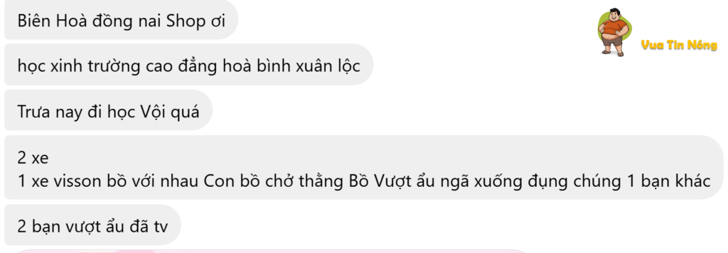 Đồng Nai: TNGT nghe nói 2 hs đã TV