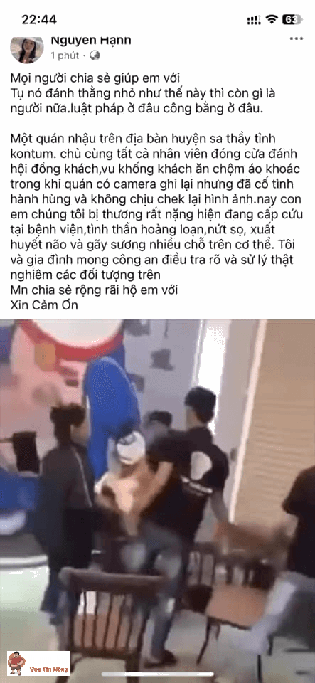Sa Thầy – Kon Tum: 1 quán nhậu đóng cửa lại đ@nh hội đồng khách, vì cho rằng khách tr::ộ::m áo khoác