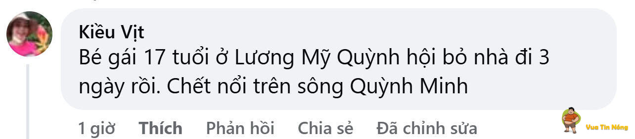Quỳnh Phụ Thái Bình: Phát hiện 1 thithe cô gái