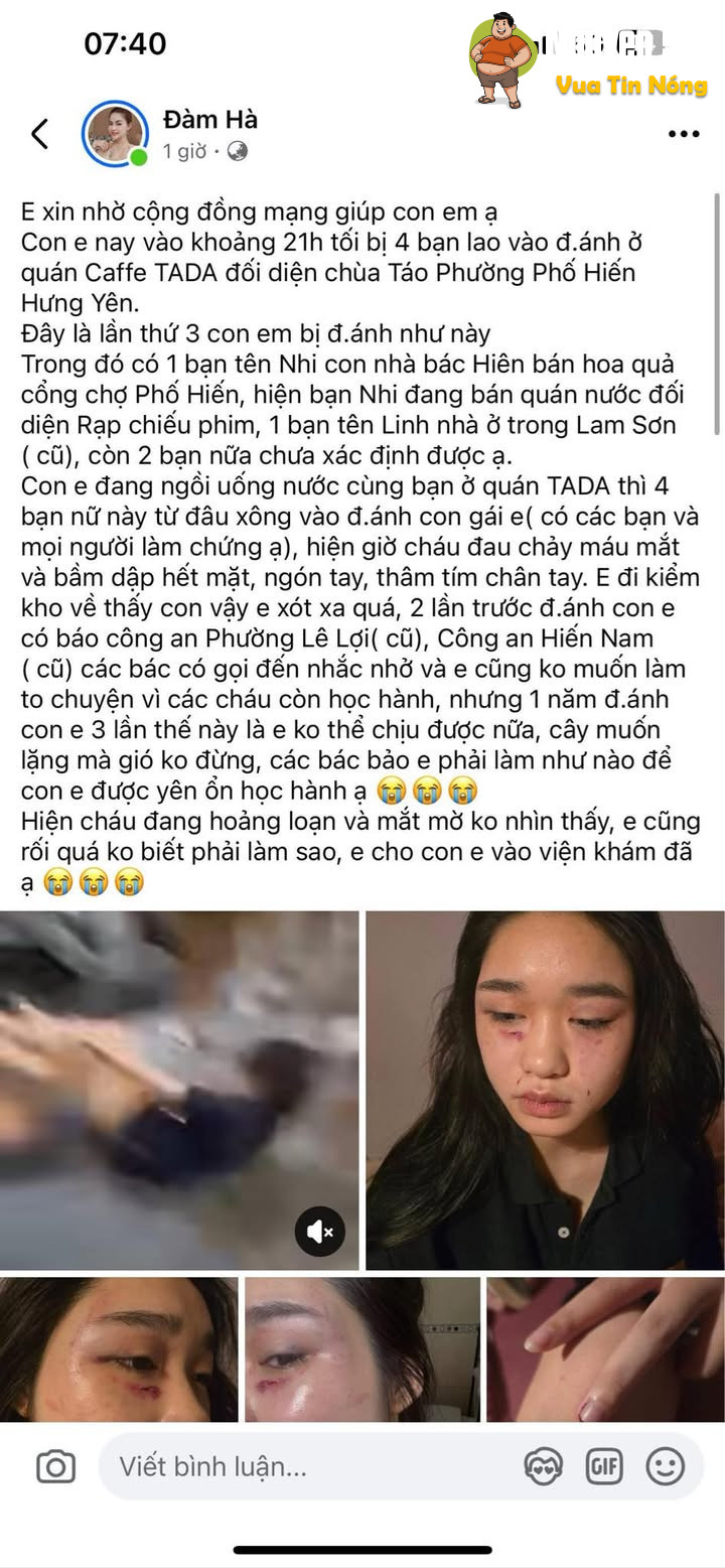 Hưng Yên: Một nữ sinh bị nhóm bạn hành hung lần thứ 3, gia đình cầu cứu cộng đồng mạng