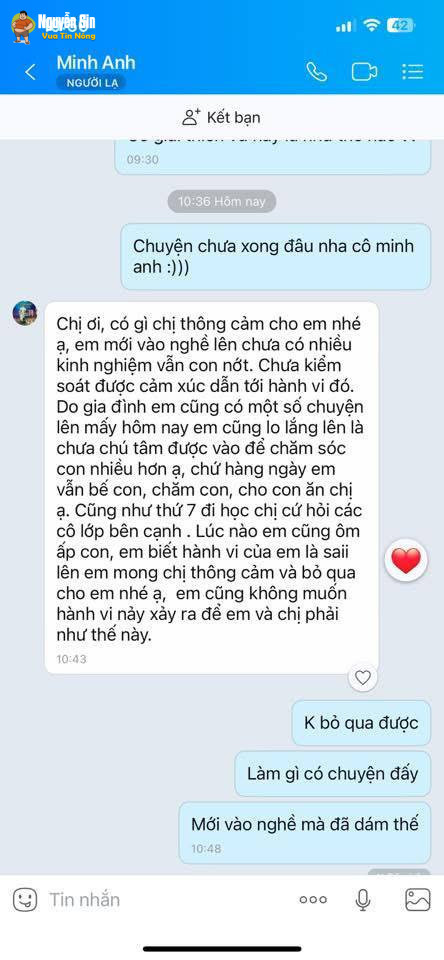 Bắc Ninh: Cô giáo mầm non bạo hành bé gái 2 tuổi, bị phụ huynh phát hiện thì nhắn tin xin lỗi vì mới vào nghề