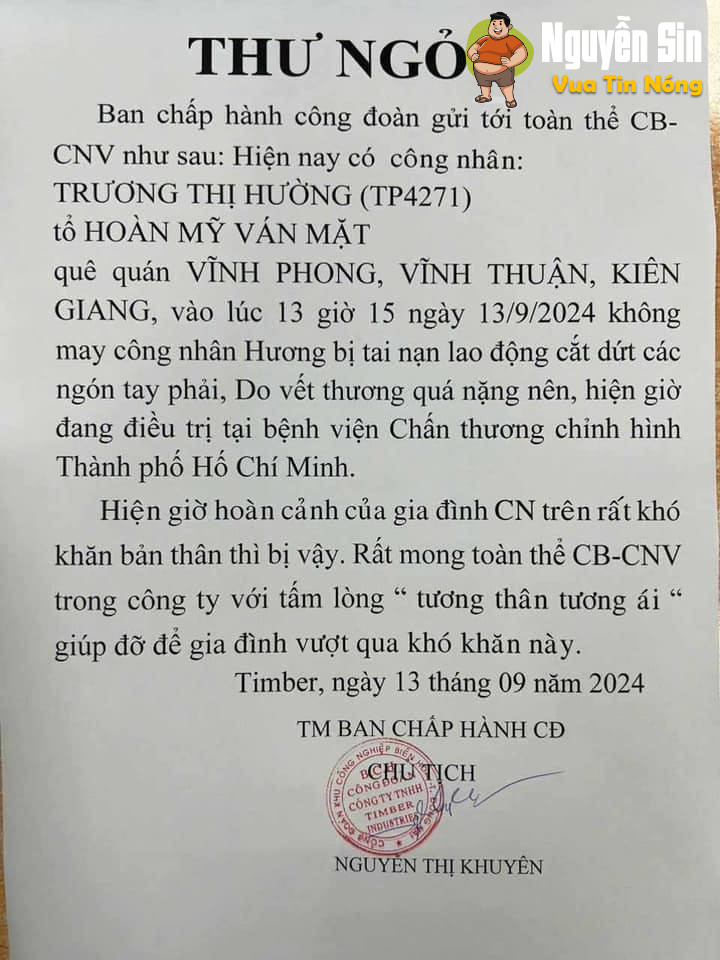 Biên Hoà – Đồng Nai : TNLĐ một công nhân bị cắt đứt các ngón tay phải