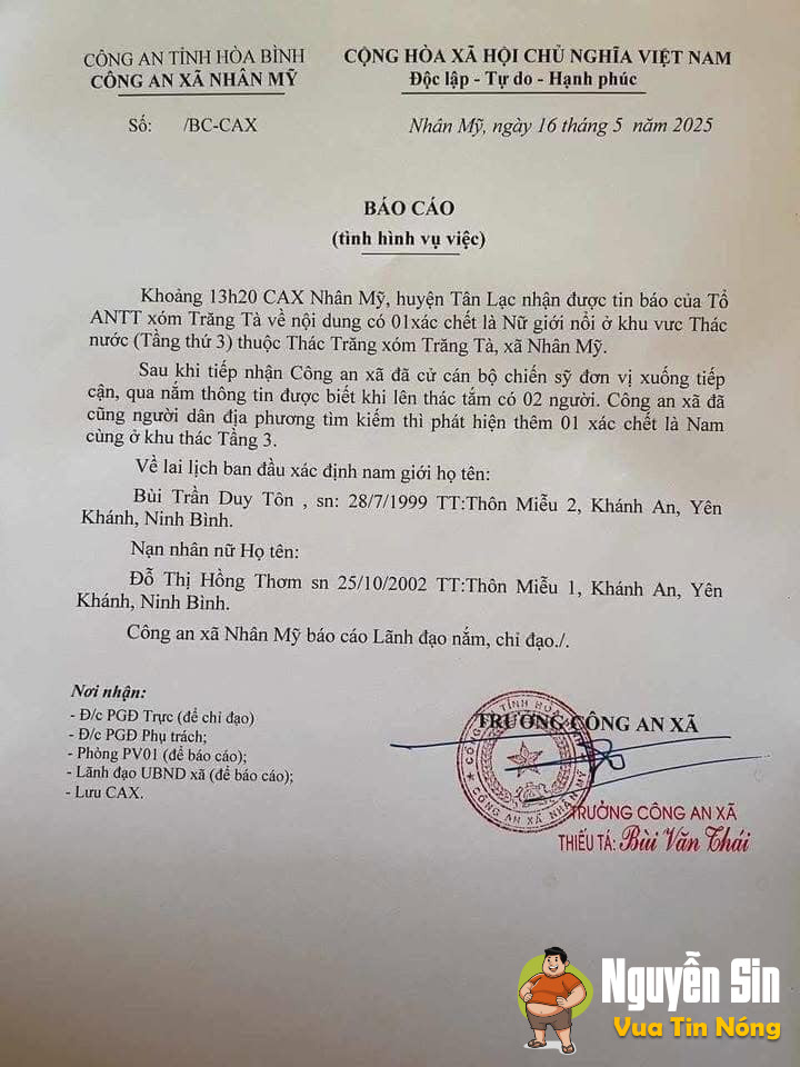Tân Lạc – Hòa Bình: đôi nam nữ đuối nước thương tâm