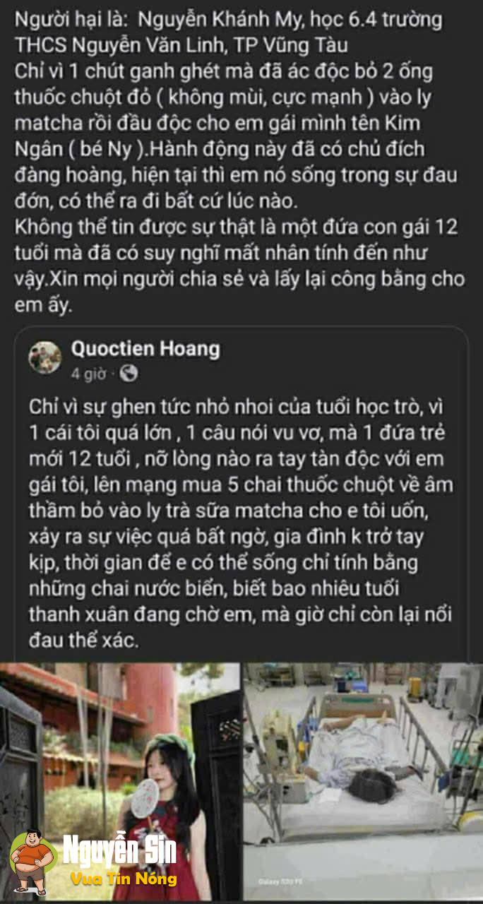 Vũng Tàu: Nghe bảo bé bị bạn thân hạ độc bằng thuốc diệt chuột