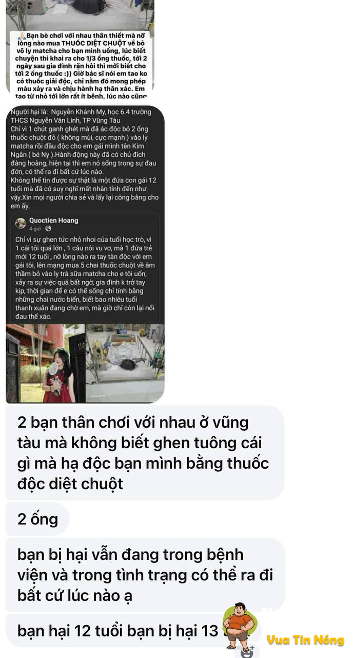 Vũng Tàu: Nghe bảo bé bị bạn thân hạ độc bằng thuốc diệt chuột