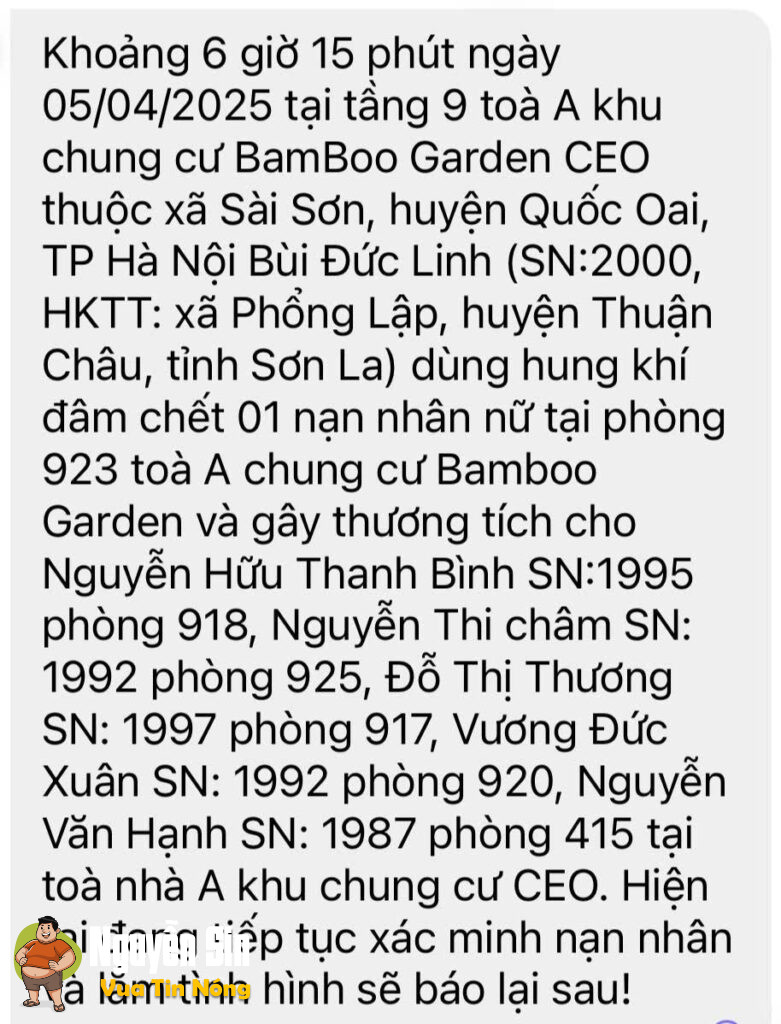 Quốc Oai HN: Thanh niên nghi ngáo đá đánh chết 1 phụ nữ và bị thương nhiều người