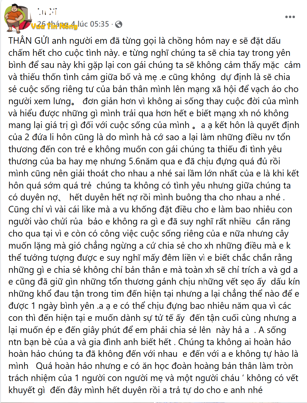 Không nghĩ đàn ông làm ck mà có thể hành xử với vk mình ntn
