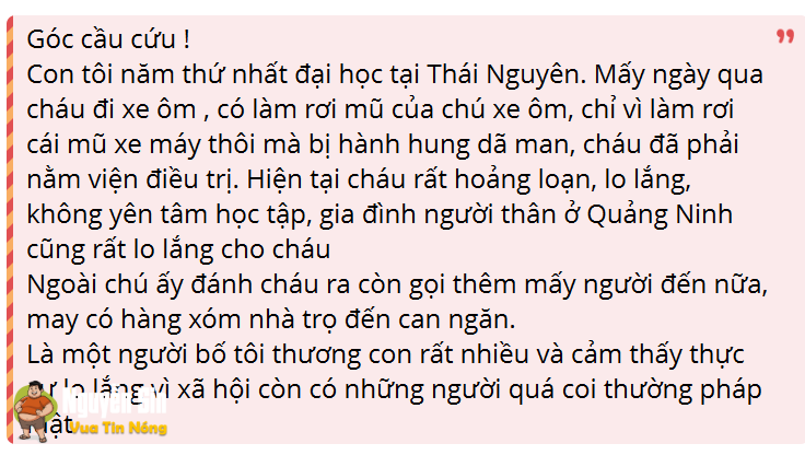Khổ quá Em Sinh viên năm nhất người Quảng Ninh đi học ở Thái Nguyên, bị người đàn ông h@nh hung.