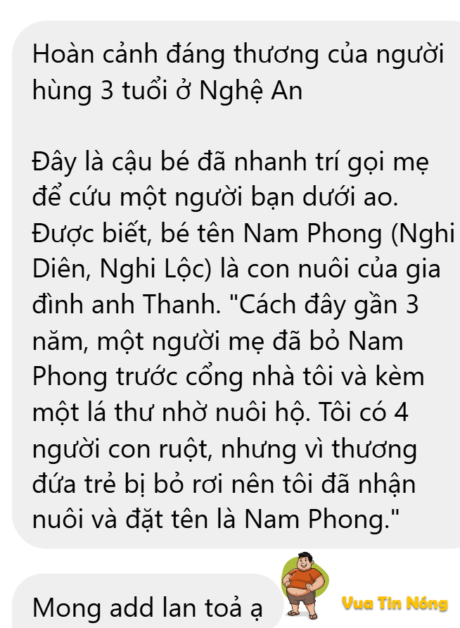 Người hùng 3 tuổi ở Nghệ An:
