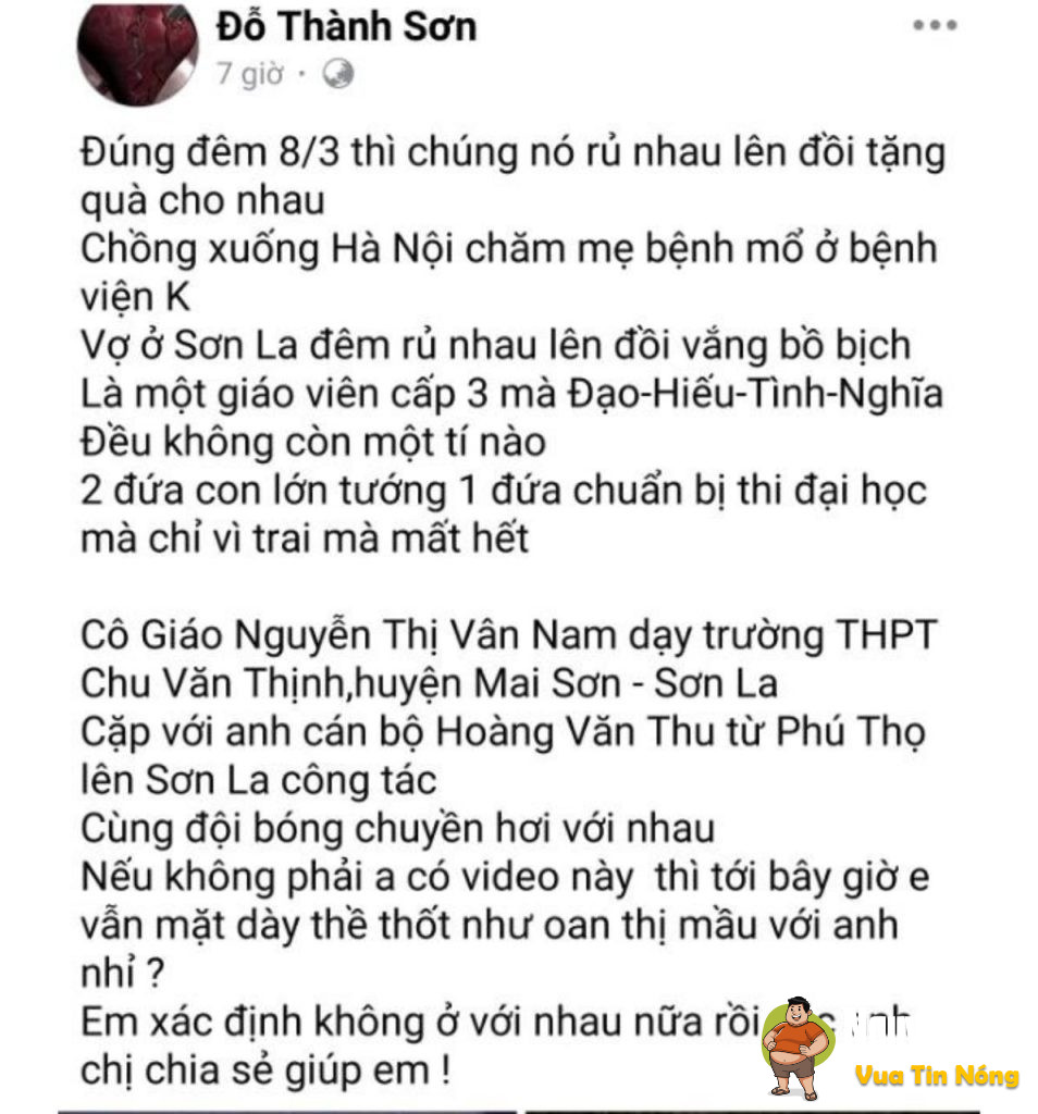 Sơn La: Vk là giáo viên đi cặp bồ với…về vẫn thề thốt với ck 😱