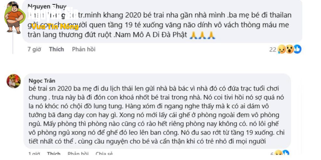 Tân Phú – TPHCM: Thương tâm bé trai rơi từ tầng cao xuống đất