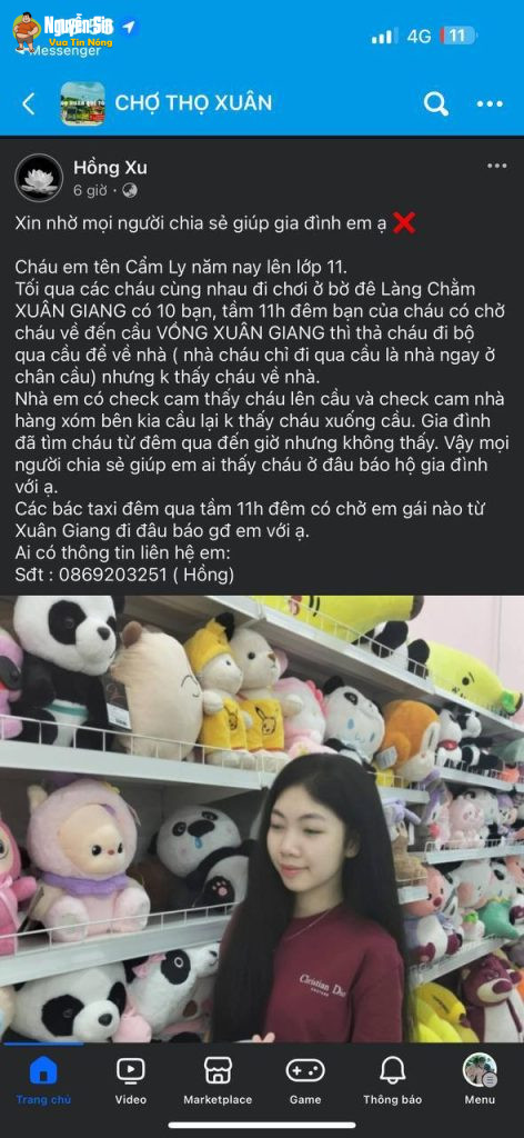 Sáng người nhà vừa được người thân đăng bài tìm.