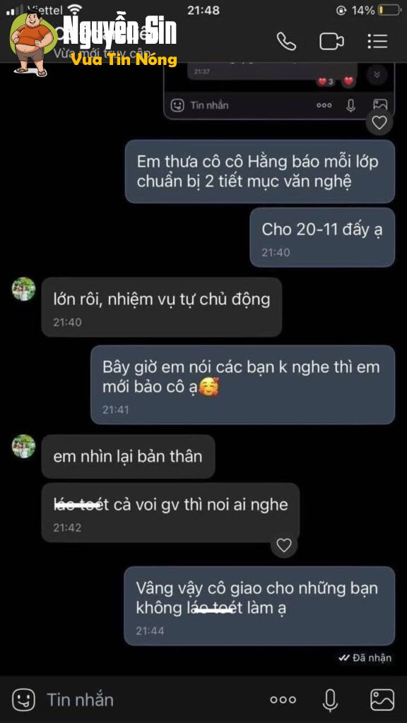 Một đoạn tin nhắn mà giáo viên nhắn cho học sinh đang viral trên mxh.