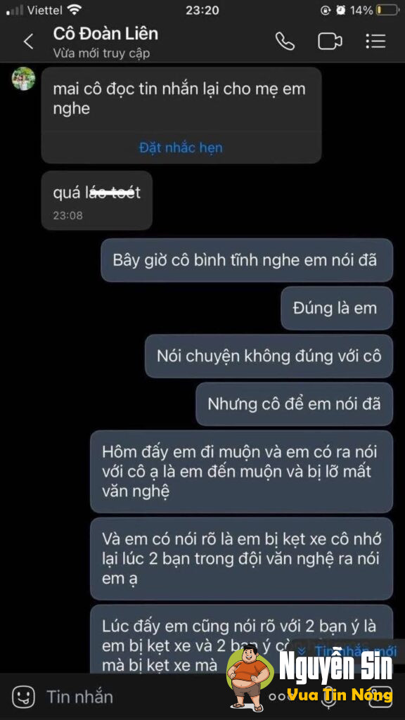 Một đoạn tin nhắn mà giáo viên nhắn cho học sinh đang viral trên mxh.