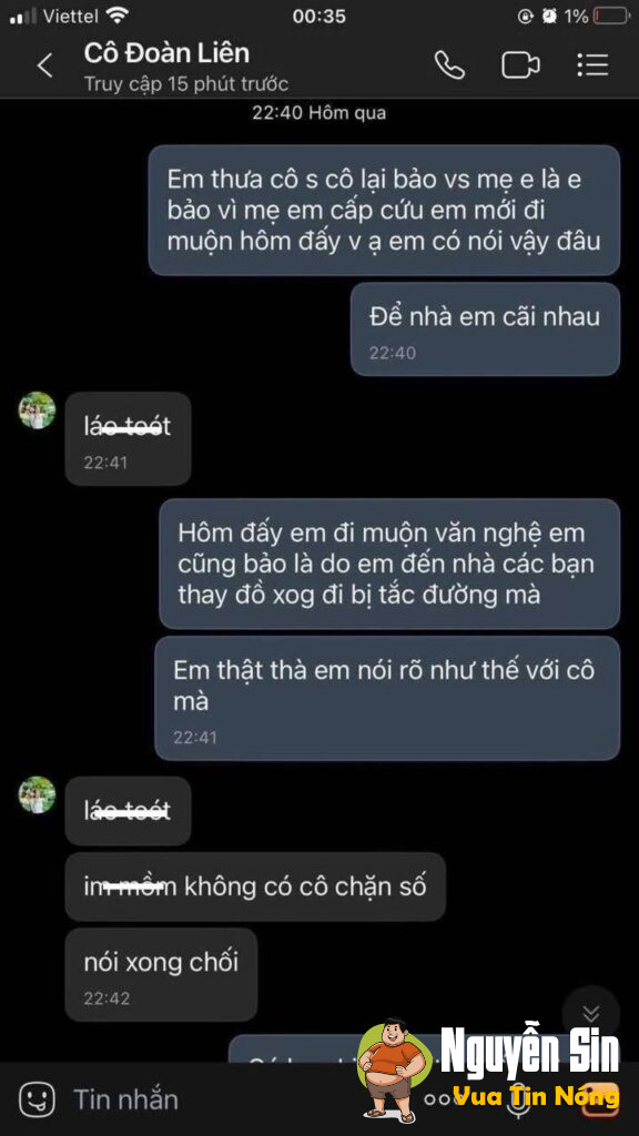 Một đoạn tin nhắn mà giáo viên nhắn cho học sinh đang viral trên mxh.