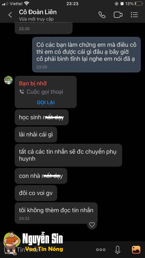 Một đoạn tin nhắn mà giáo viên nhắn cho học sinh đang viral trên mxh.