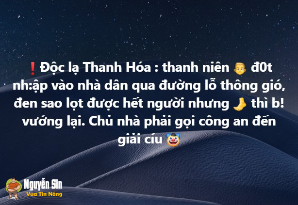 Độc lạ Thanh Hóa: thanh niên nhọ nhất h@nhTjnh