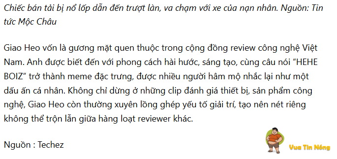 Youtuber/TikToker Giao Heo qua đời ở tuổi 33