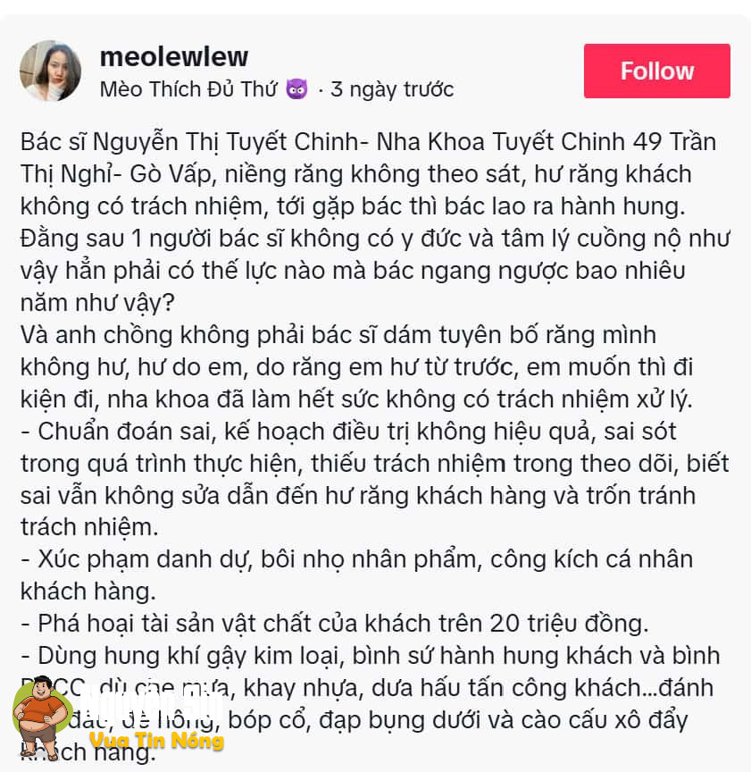 Vụ việc đang xôn xao dư luận tại 1 nha khoa tại TP.HCM