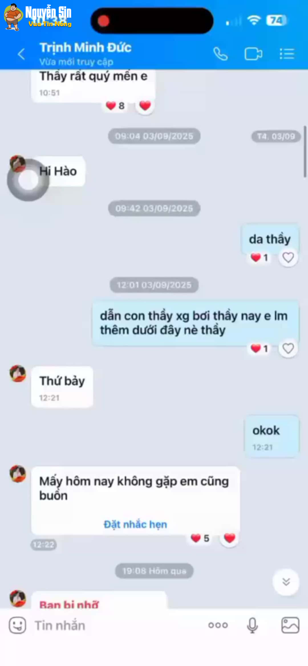 Ko thể tjn được đây tjn nhắn của 1 thầy giáo với học sjnh