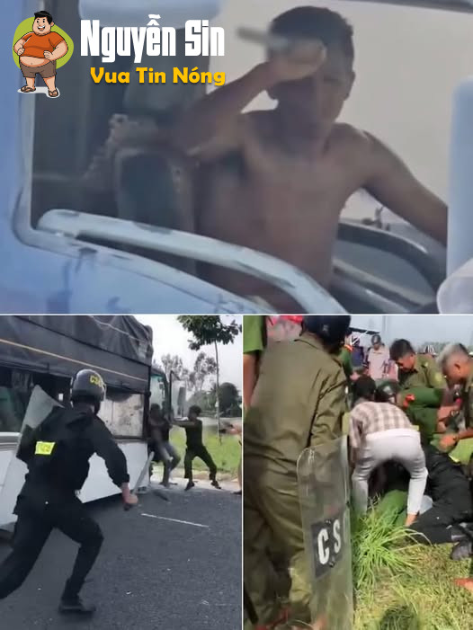 Vjdeo Khống chế tài xế “ng::áo đ::á” lái xe tải lạng lách, cầm dao chống trả công an