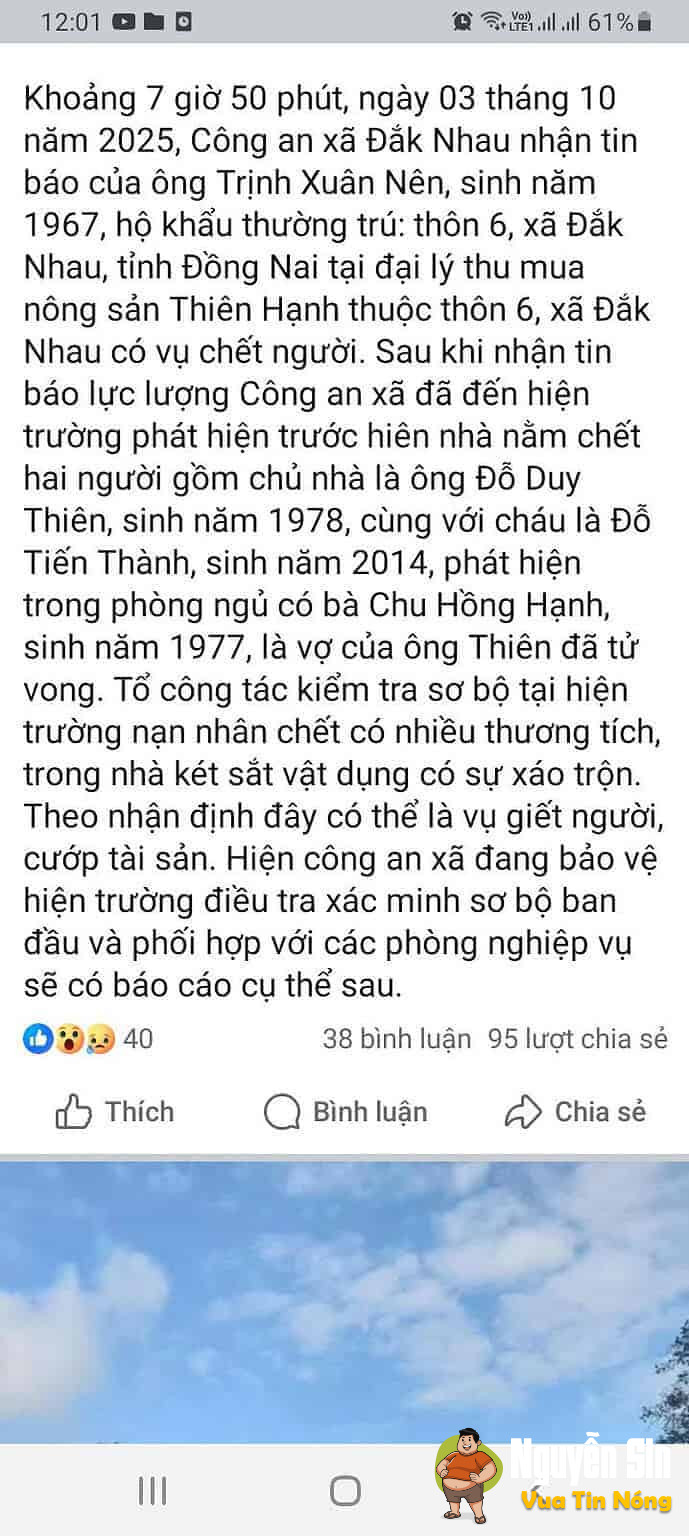 Thảm Sát ở Bù Đăng – Bình Phước: Nghe bảo khiến 3 người tuvong