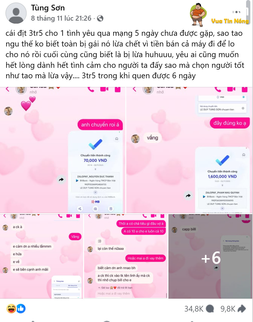 Đắng: Thanh niên mất 3tr5 cho 1 ty quen qua mạng Đắng: Thanh niên mất 3tr5 cho 1 ty quen qua mạng